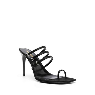 Saint Laurent Black Silk Stiletto Heel Sandals