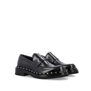 Valentino Garavani Black Calfskin Slip-On Loafers