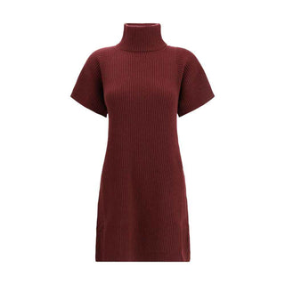 Brunello Cucinelli Bordeaux Fleece Wool Casual Dress