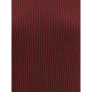 Brunello Cucinelli Bordeaux Fleece Wool Casual Dress