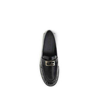 Fendi Black Calf Leather Bos Taurus Slip-On Loafers