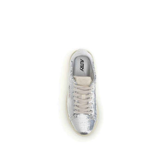 Autry Silver Calf Leather Bos Taurus Low Top Sneakers