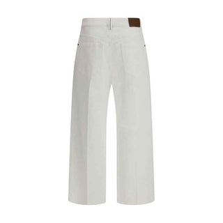 Brunello Cucinelli White Cotton Cropped Jeans
