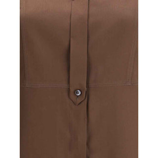 Brunello Cucinelli Brown Silk Dress Shirt