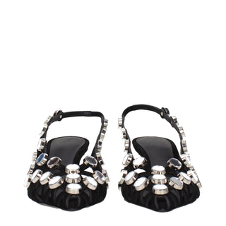 The Attico Black Leather Stiletto Heel Sandals