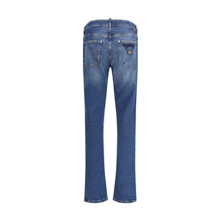 Philipp Plein Blue Cotton Straight-Leg Jeans