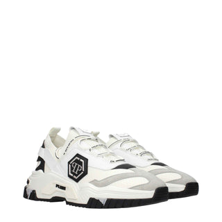 Philipp Plein White Fabric Chunky Sneakers