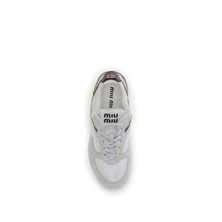 Miu Miu White Calf Leather Bos Taurus Athletic Sneakers