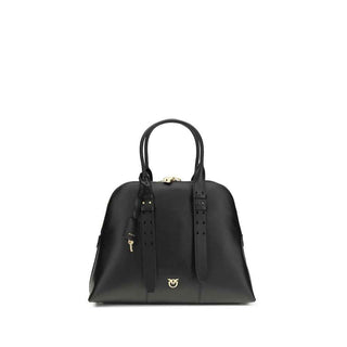 PINKO Black Calf Leather Bos Taurus Shoulder Bag