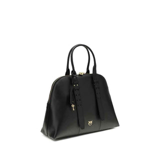 PINKO Black Calf Leather Bos Taurus Shoulder Bag