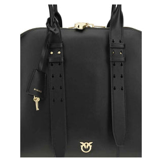 PINKO Black Calf Leather Bos Taurus Shoulder Bag