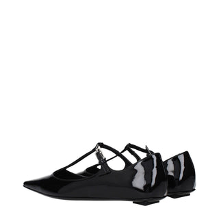 The Attico Black Leather Ballet Flats