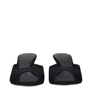 The Attico Black Fabric Flat Sandals