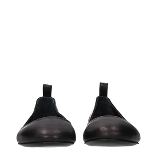 The Attico Black Leather Ballet Flats