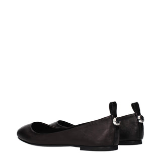 The Attico Black Leather Ballet Flats