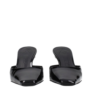 The Attico Black Leather Flat Sandals