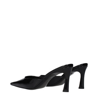 The Attico Black Leather Flat Sandals