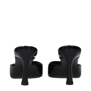 The Attico Black Leather Flat Sandals