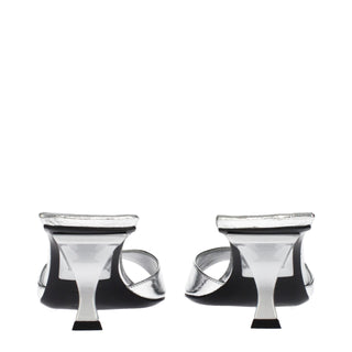 The Attico Gray Leather Flat Sandals