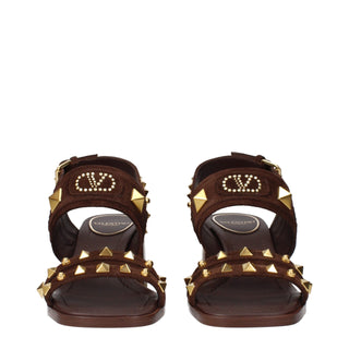 Valentino Garavani Brown Leather Strap-On Sandals