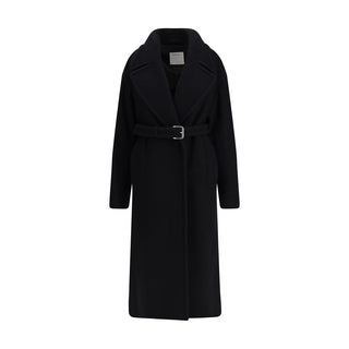 Max Mara Black Fleece Wool Coat