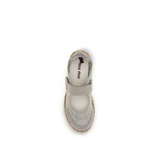 Miu Miu Gray Recycled Polyamide Ballet Flats