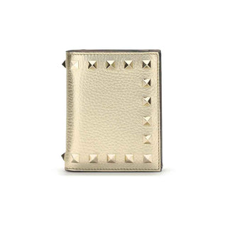 Valentino Garavani Gold Calf Leather Bos Taurus Wallet