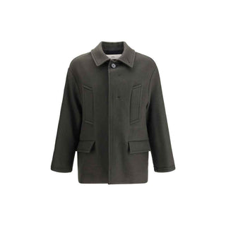 Ami Paris Gray Fleece Wool Coat