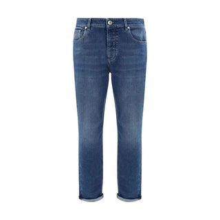 Brunello Cucinelli Blue Cotton Straight-Leg Jeans