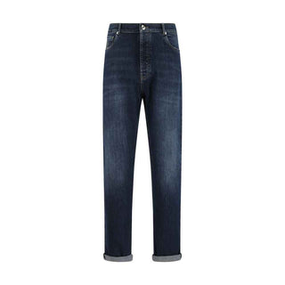 Brunello Cucinelli Blue Cotton Straight-Leg Jeans