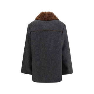Prada Gray Fleece Wool Coat