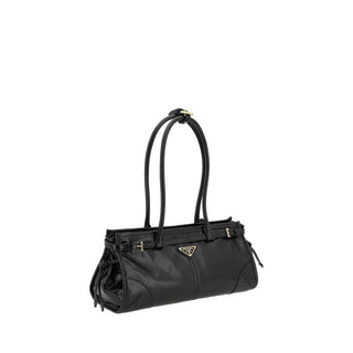 Prada Black Calf Leather Bos Taurus Shoulder Bag