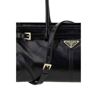 Prada Black Calf Leather Bos Taurus Shoulder Bag