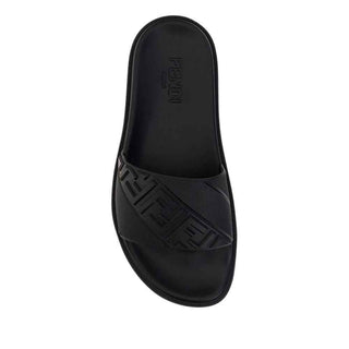 Fendi Black Rubber Flat Sandals