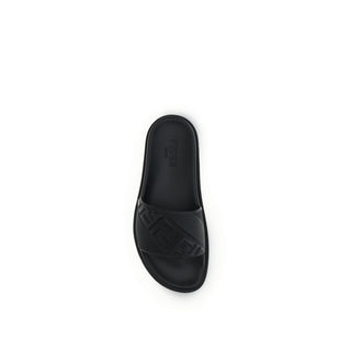 Fendi Black Rubber Flat Sandals