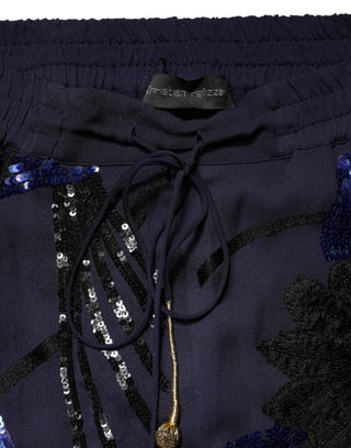 Christian Pellizzari Blue Sequined Tapered Trouser Pants