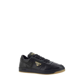 Prada Black Calf Leather Bos Taurus Low Top Sneakers