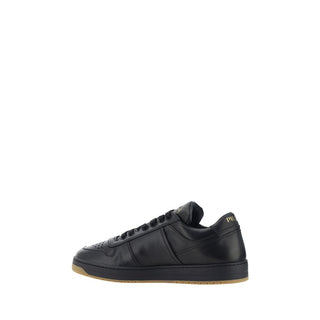 Prada Black Calf Leather Bos Taurus Low Top Sneakers