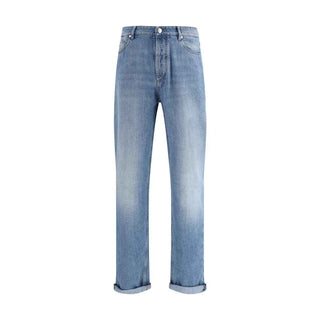 Brunello Cucinelli Light Blue Cotton Straight-Leg Jeans