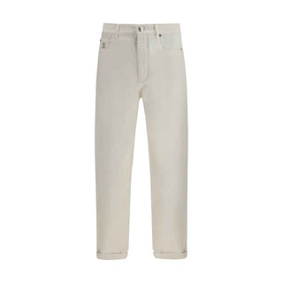 Brunello Cucinelli White Cotton Straight-Leg Jeans
