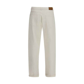 Brunello Cucinelli White Cotton Straight-Leg Jeans