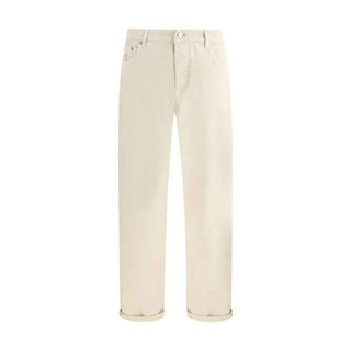 Brunello Cucinelli White Cotton Straight-Leg Jeans