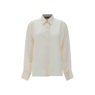 Fendi White Silk Pattern Shirt