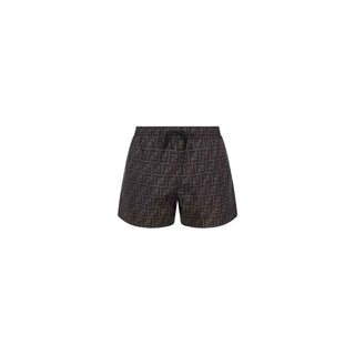 Fendi Gray Polyester Swim Shorts