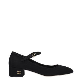 Miu Miu Black Fabric Mid Heel Pumps