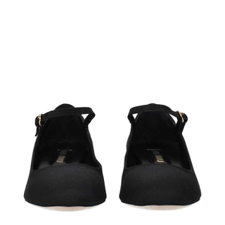 Miu Miu Black Fabric Mid Heel Pumps