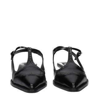Miu Miu Black Leather Mid Heel Pumps