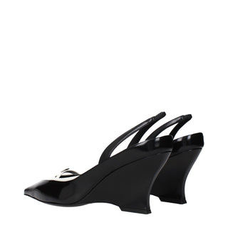 Givenchy Black Leather Wedge Sandals