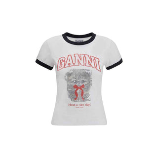 Ganni White Cotton T-Shirt