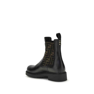 Fendi Black Calf Leather Bos Taurus Ankle Boots